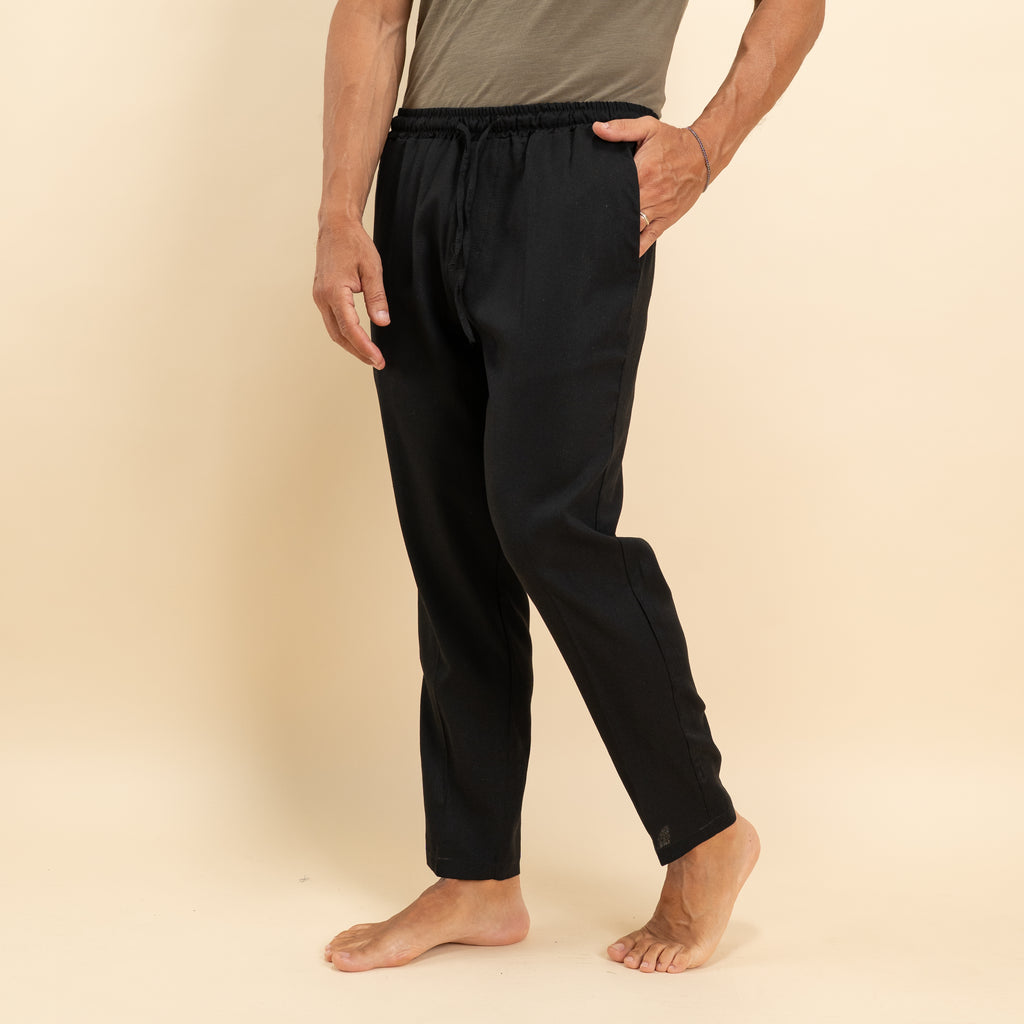 Pantalaccio classico in misto lino - Nero