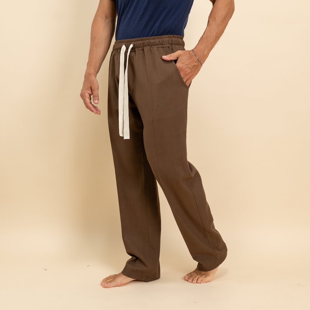Pantalaccio in misto lino fondo largo - Moro