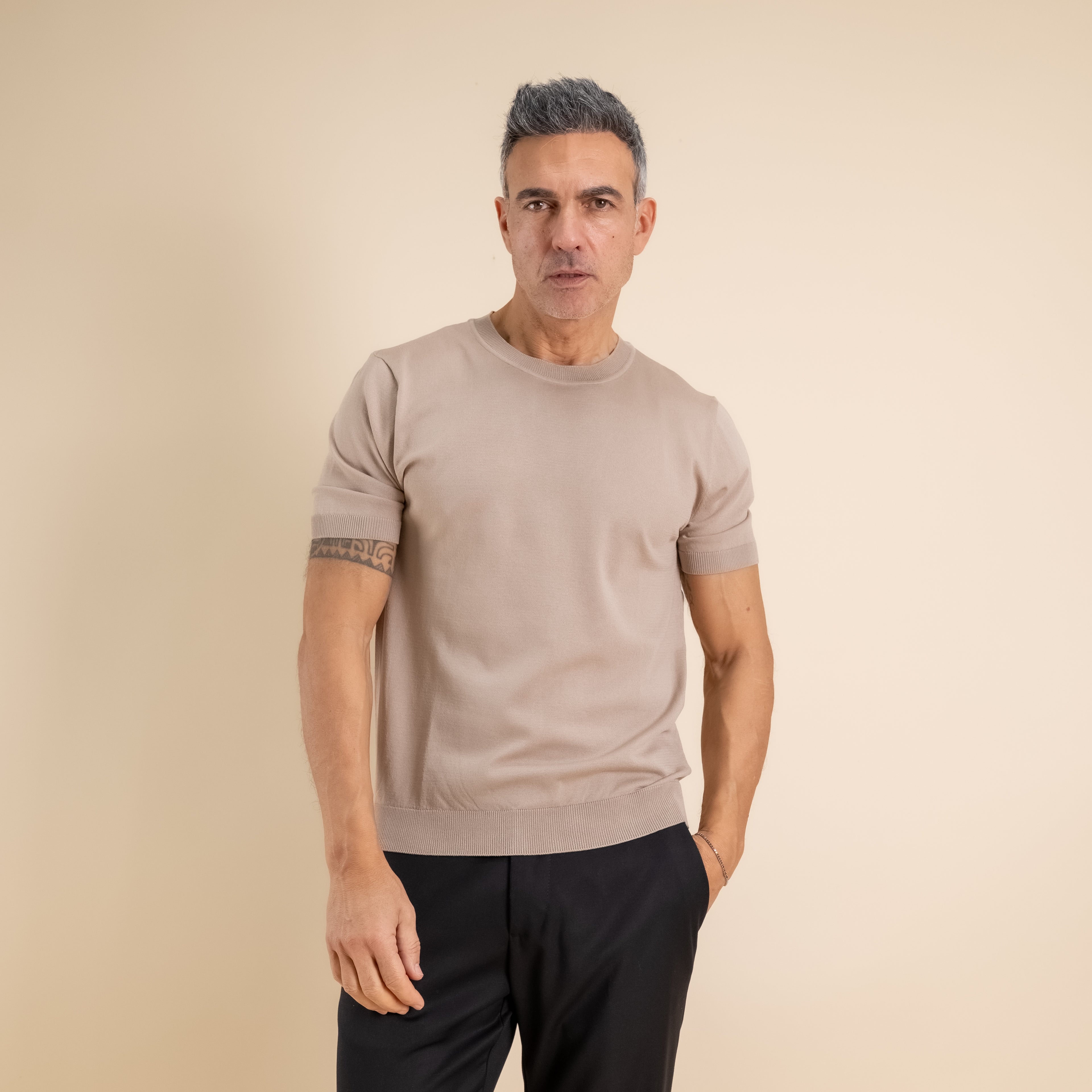 Camiseta de punto - Beige