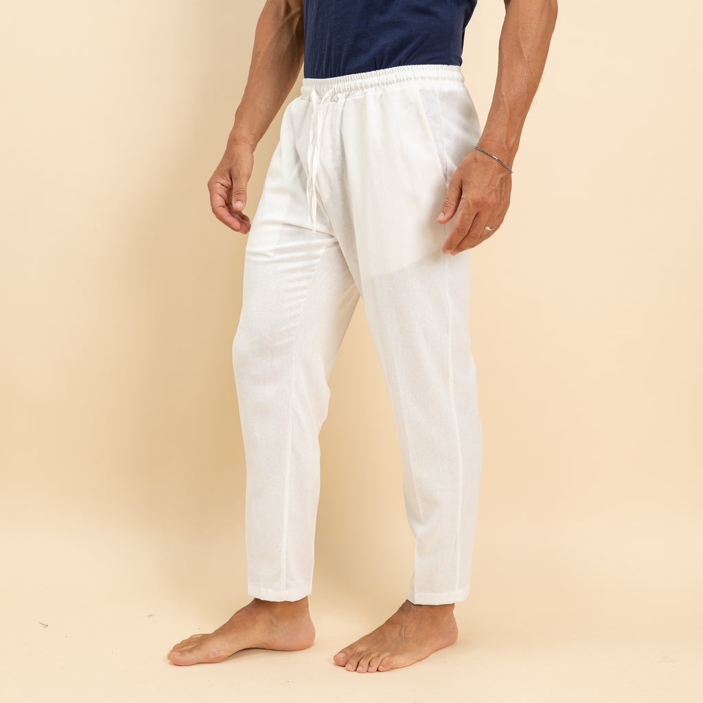 Pantalaccio classico in misto lino - Bianco