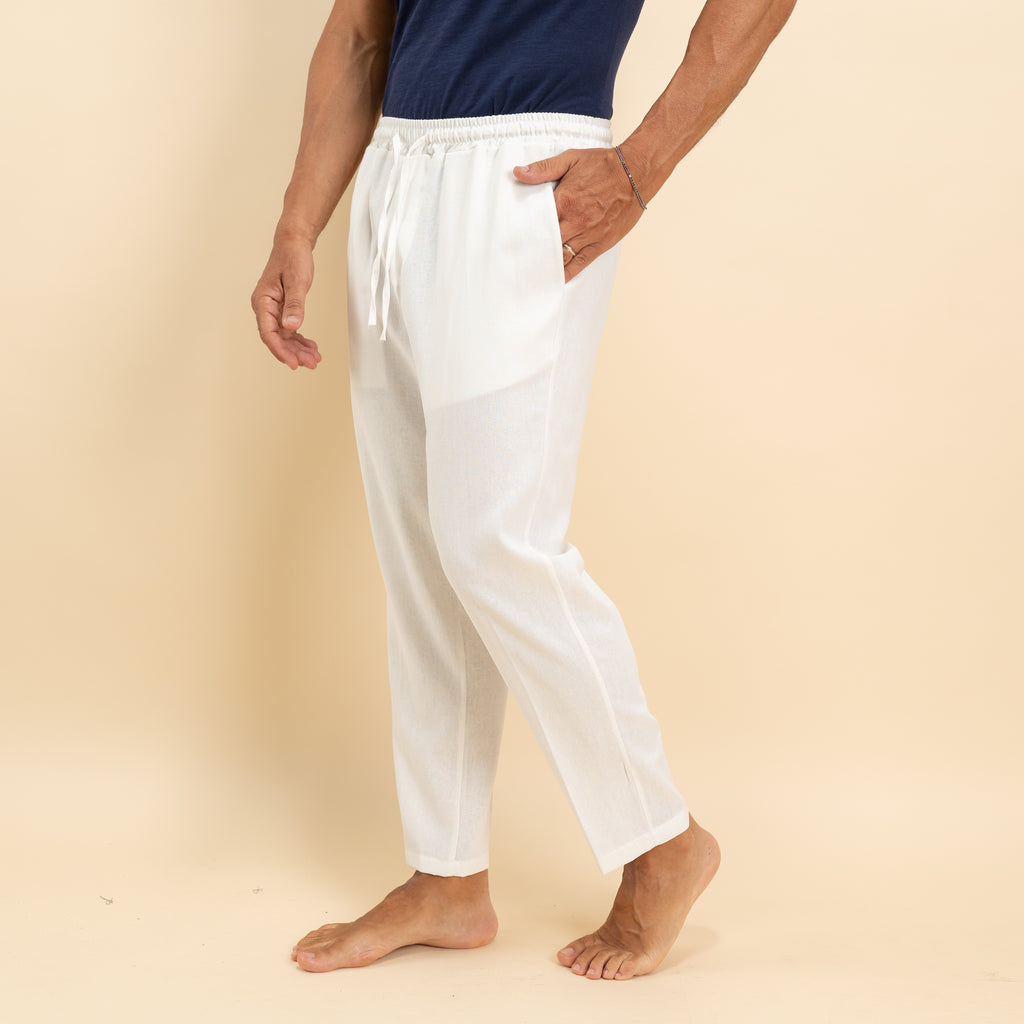 Pantalaccio classico in misto lino - Bianco