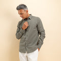 Camicia in misto lino - Verde militare