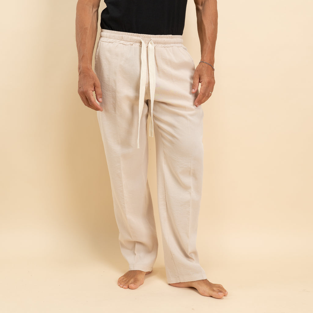 Pantalaccio in misto lino fondo largo - Beige