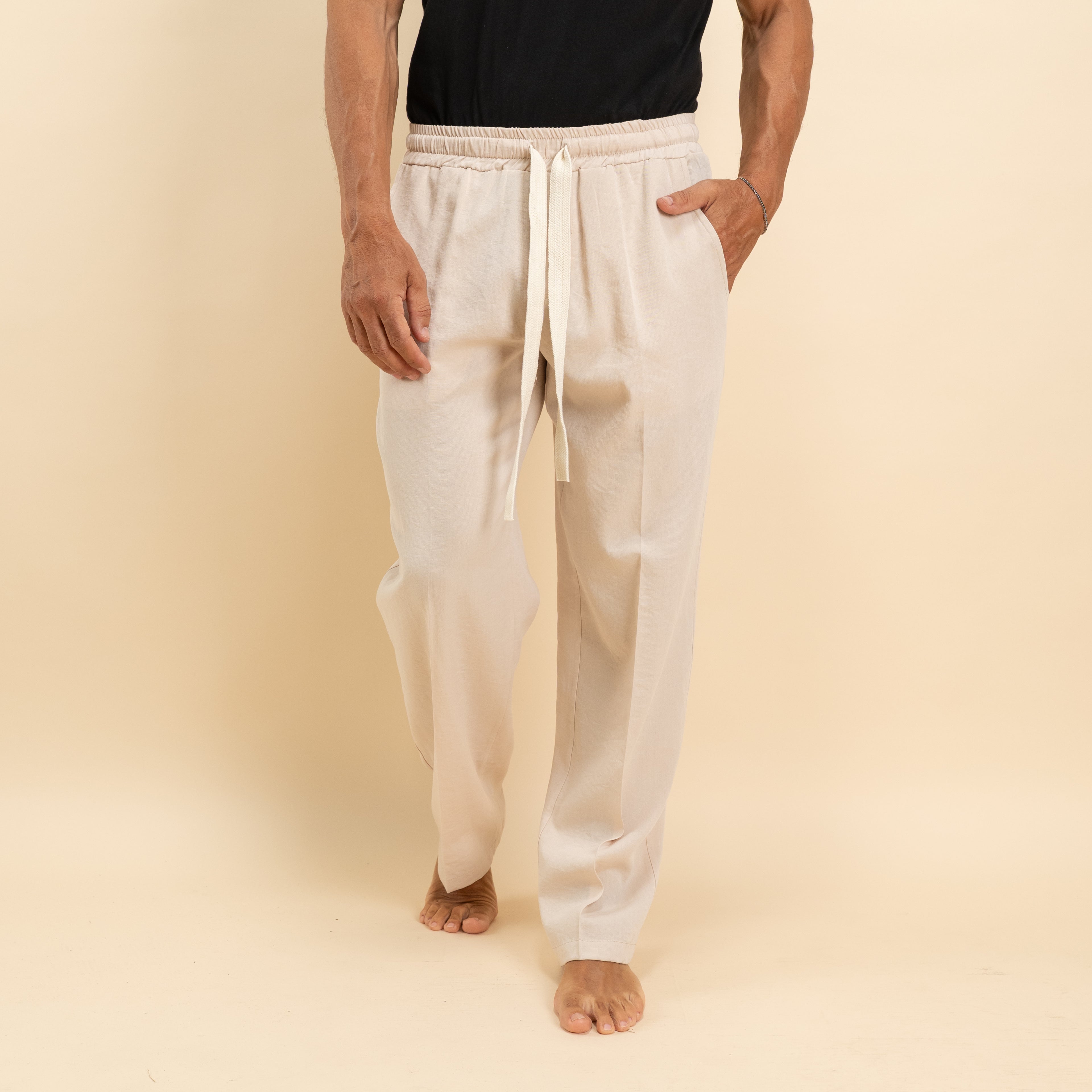 Pantalaccio in misto lino fondo largo - Beige