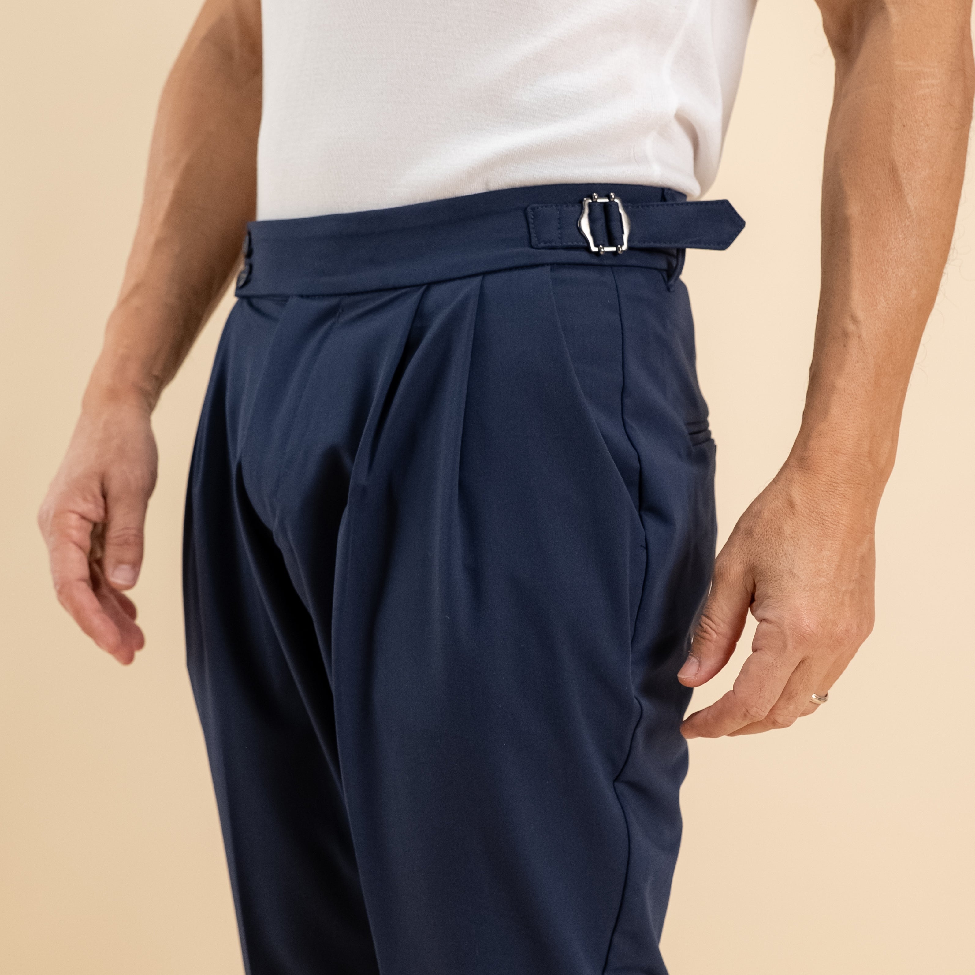 Pantalón con bustier y hebilla lateral - Azul