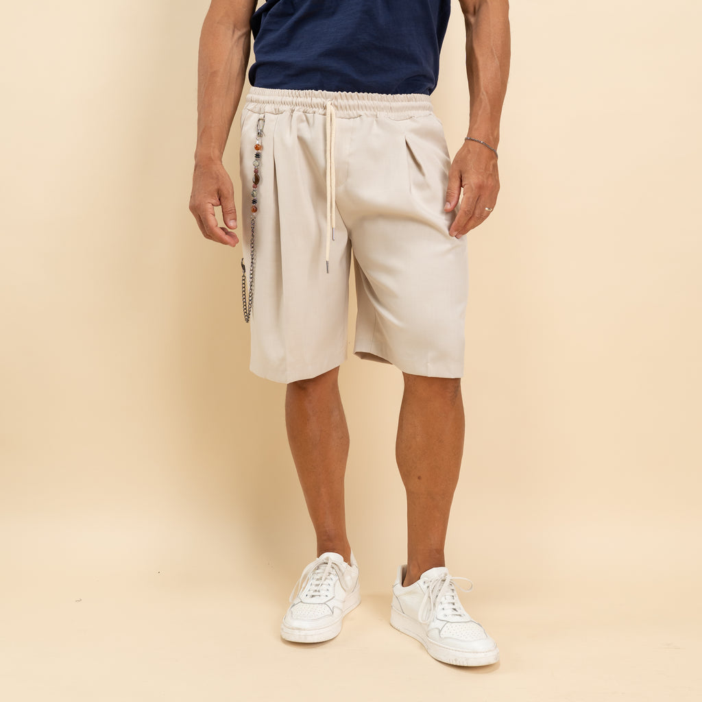 Bermuda con pinces larga - Beige