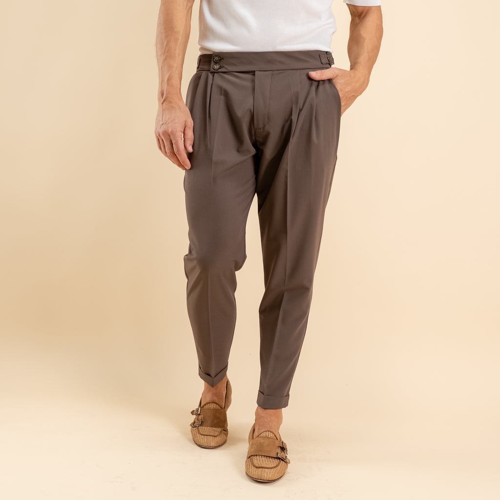 Trousers with bustier and side buckle - Dark Brown