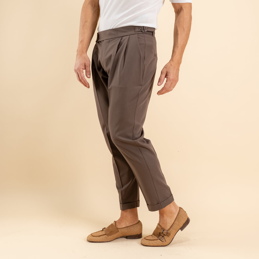 Trousers with bustier and side buckle - Dark Brown