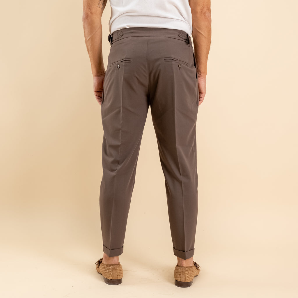 Trousers with bustier and side buckle - Dark Brown