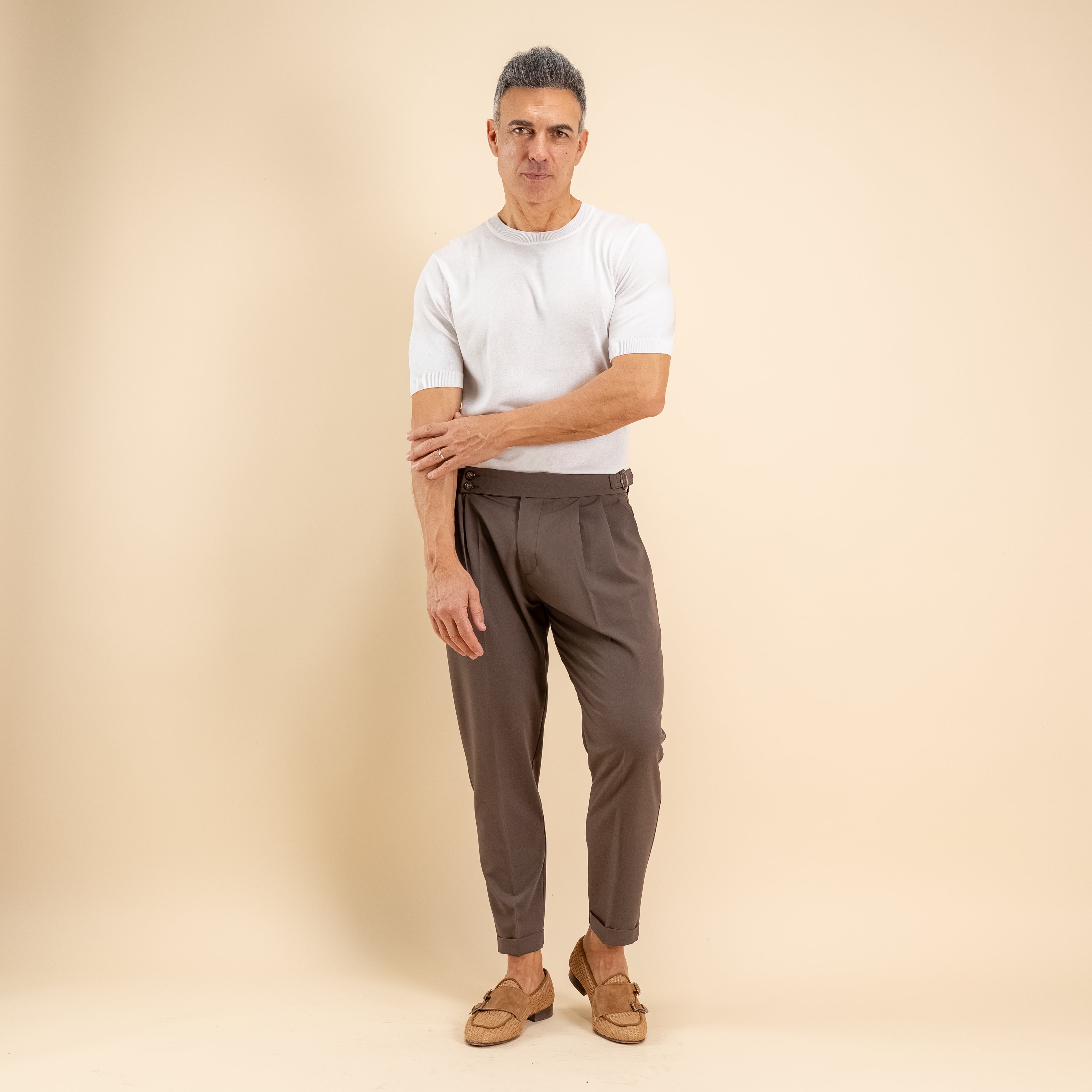 T-shirt in filo maglia - Bianco