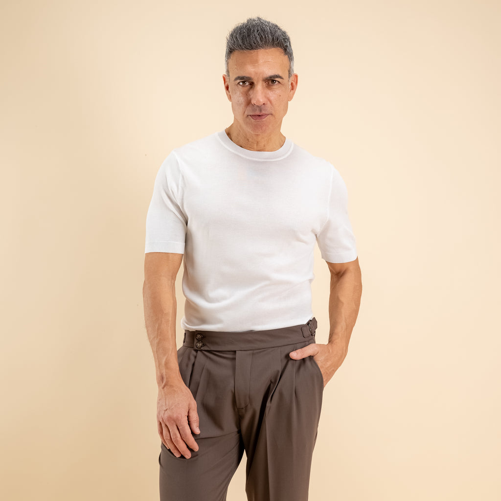 T-shirt in filo maglia - Bianco