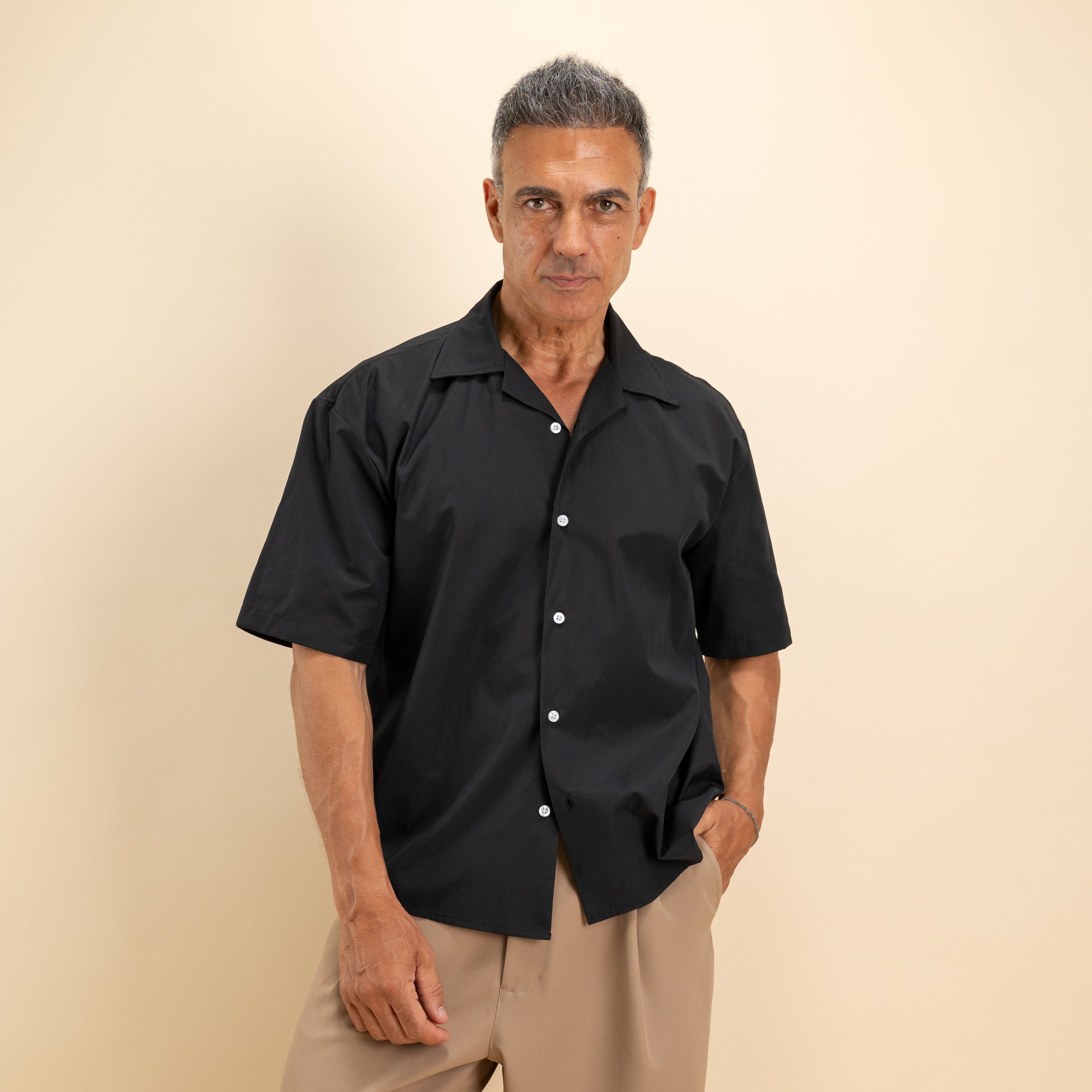 Camicia over colletto bowling - Nero