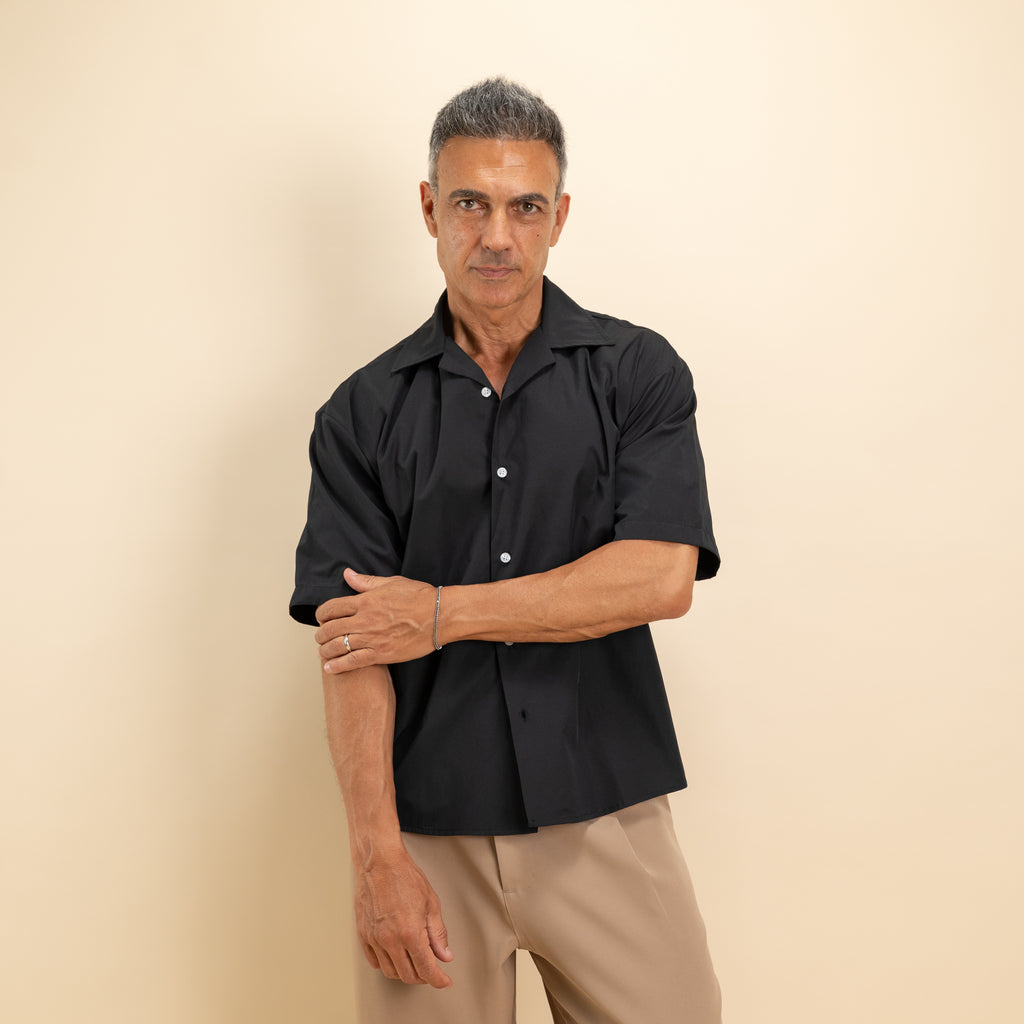 Camicia over colletto bowling - Nero