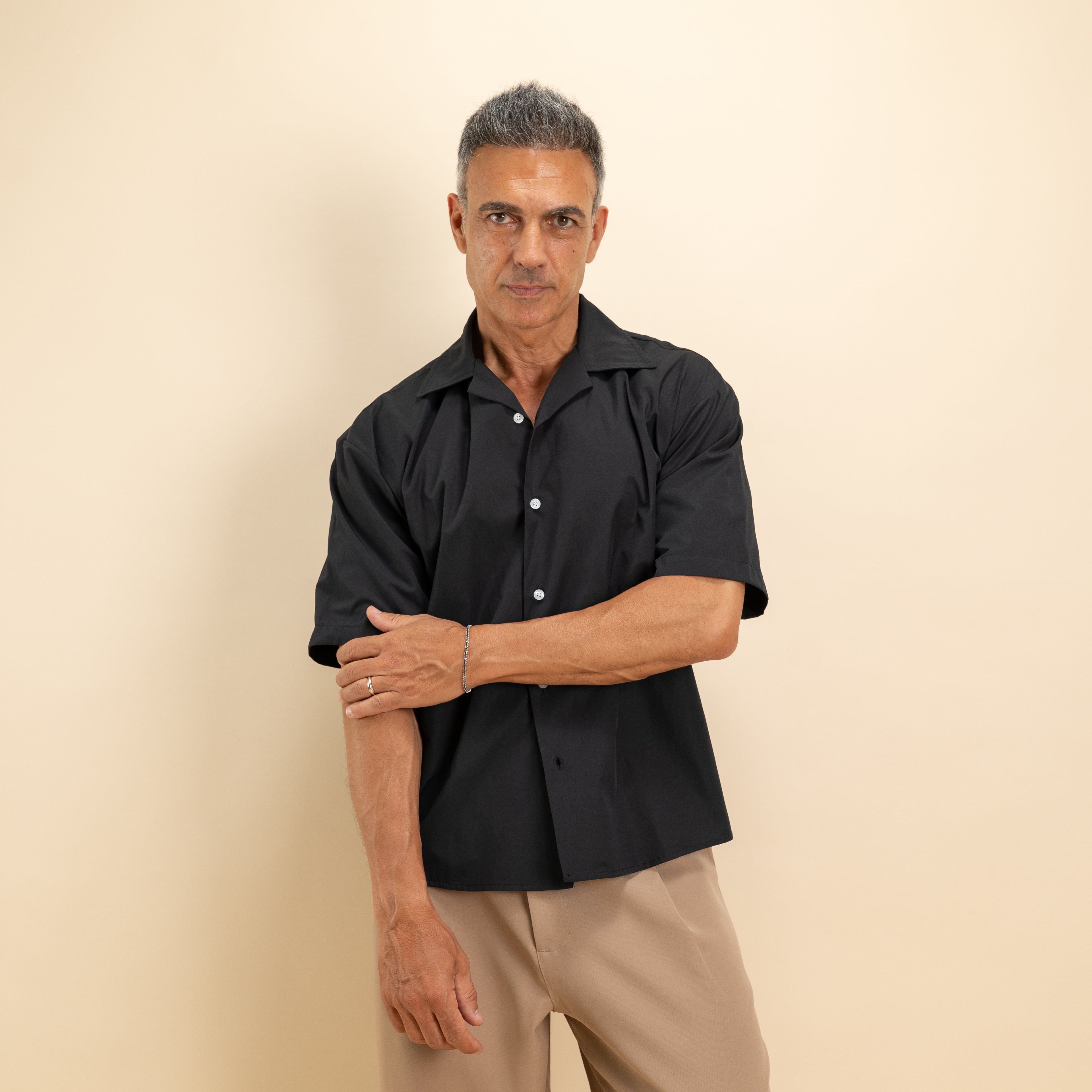 Camicia over colletto bowling - Nero
