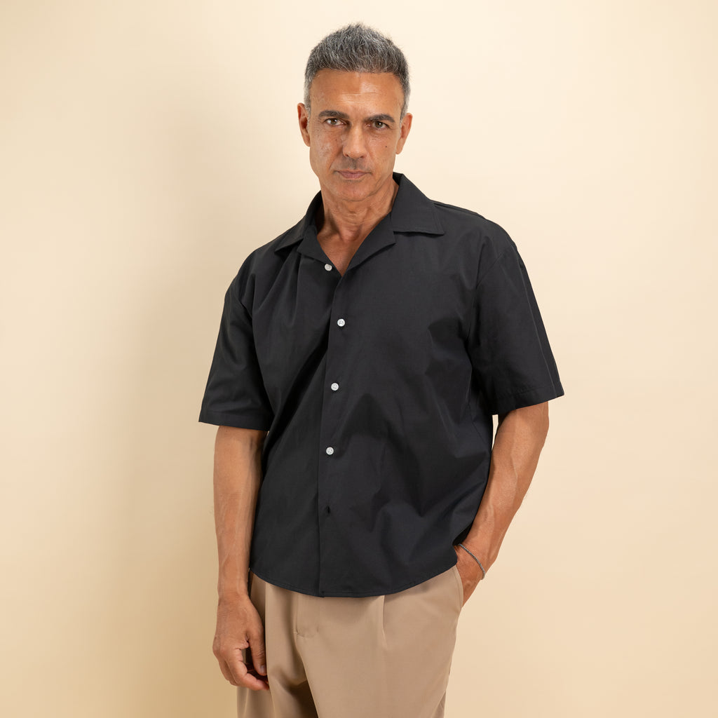 Camicia over colletto bowling - Nero