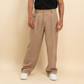 Pantalone palazzo con pinces fondo largo - Camel