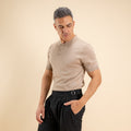 Polo in Filo a Manica Corta - Beige