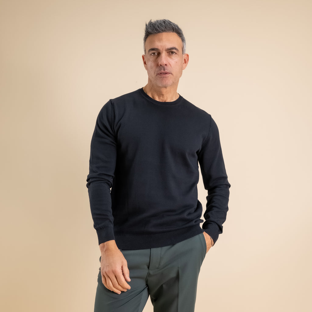 Maglia girocollo 100% cotone - Nero