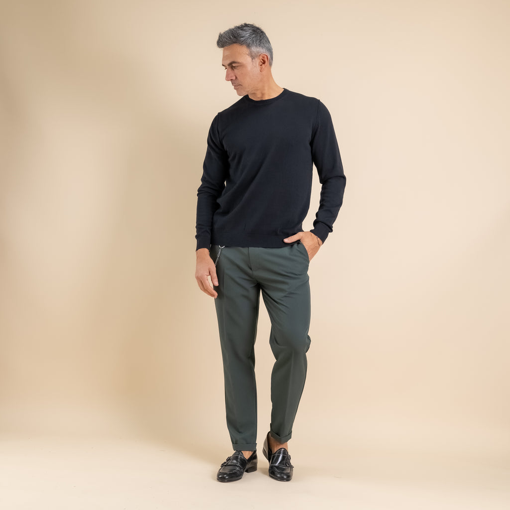 Maglia girocollo 100% cotone - Nero