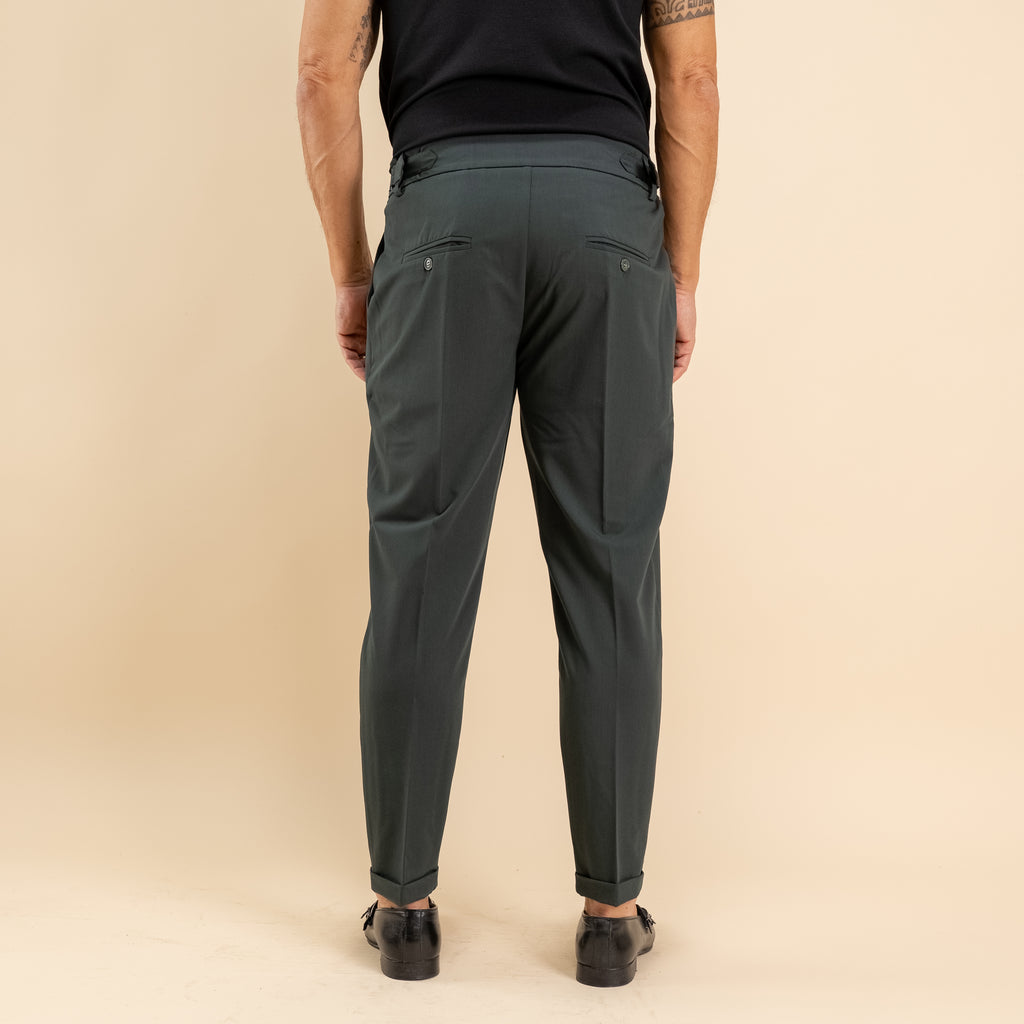 Pantalone con bustino e fibbia laterale - Verde