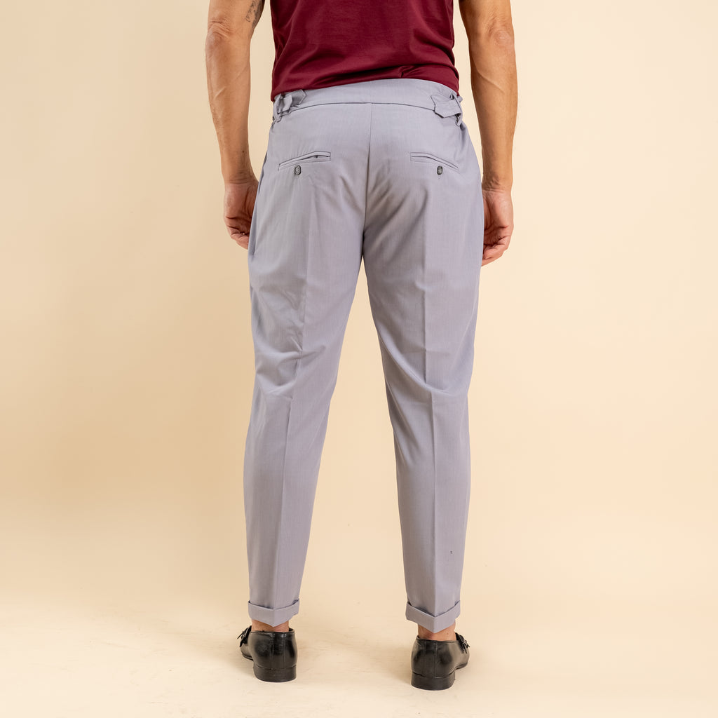 Pantalone con bustino e fibbia laterale - Grigio