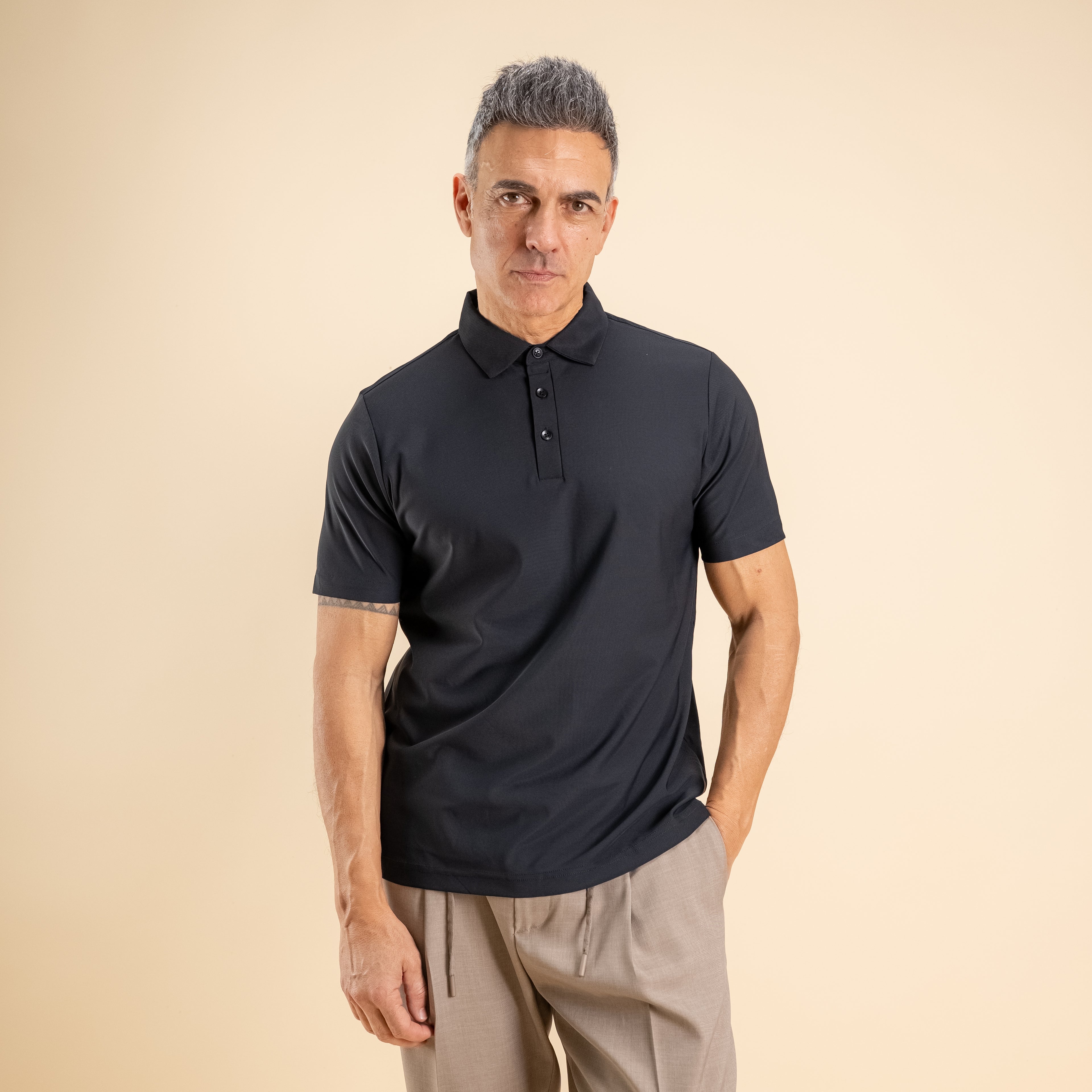 Polo effetto seta - Nero