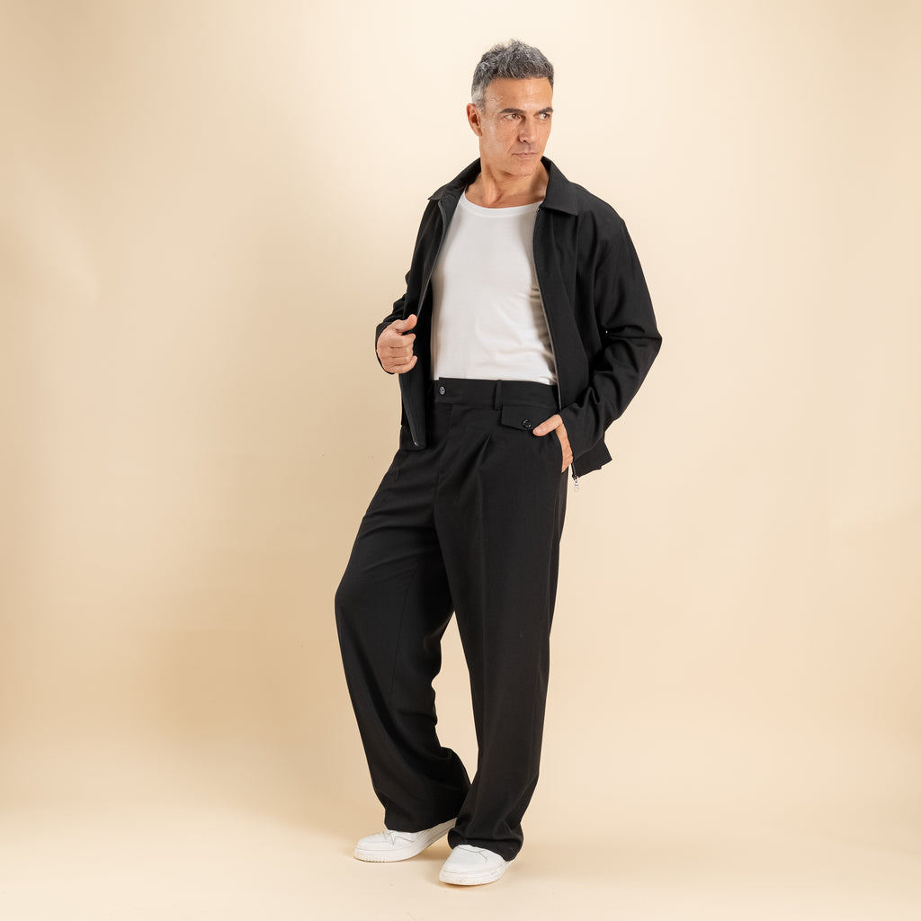 Coordinato camicione a zip - Nero