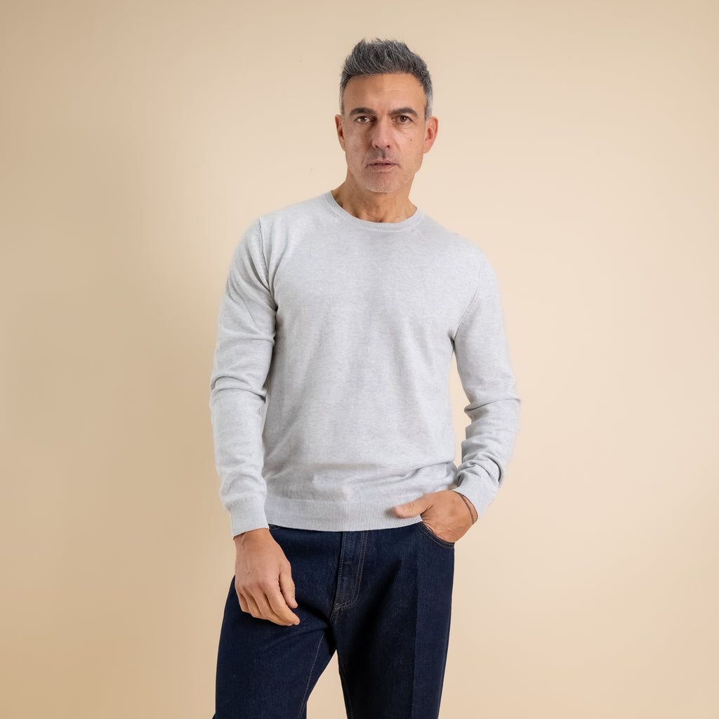 Maglia girocollo 100% cotone - Grigio