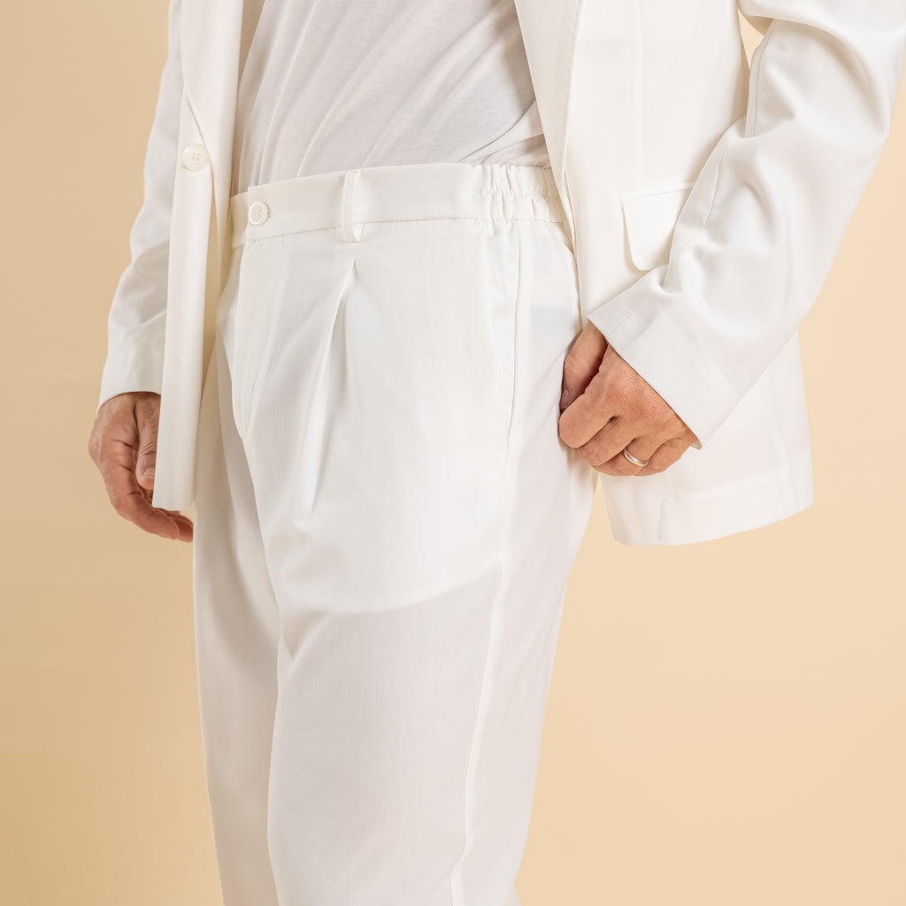 Abito doppiopetto oversize impunturato - Bianco