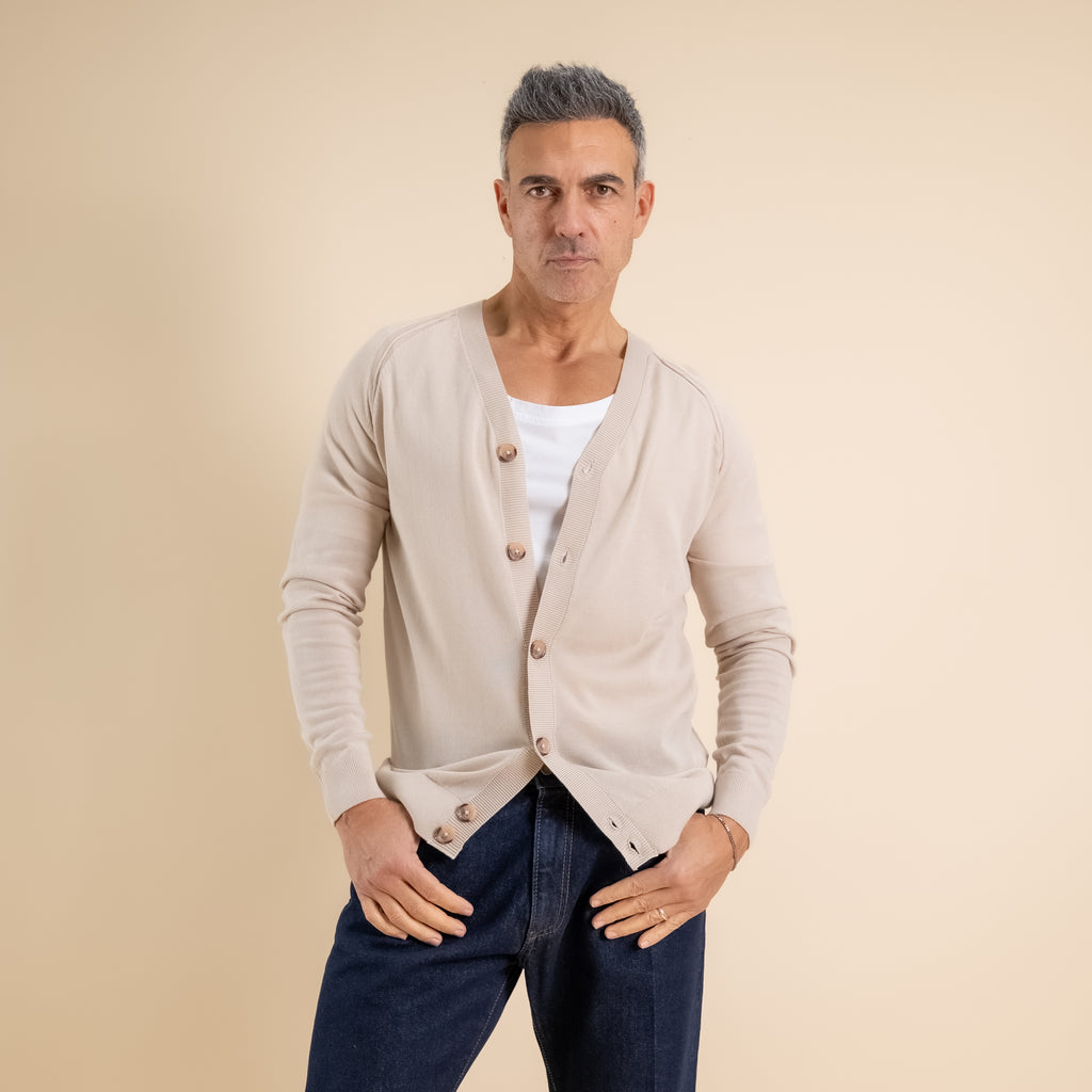 Cardigan leggero scollo a V - Beige