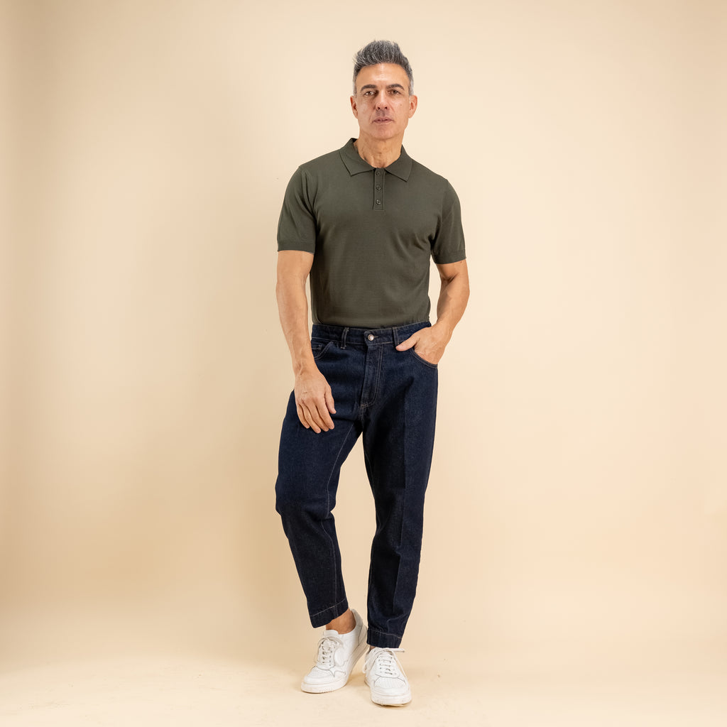 Polo in Filo a Manica Corta - Verde Militare