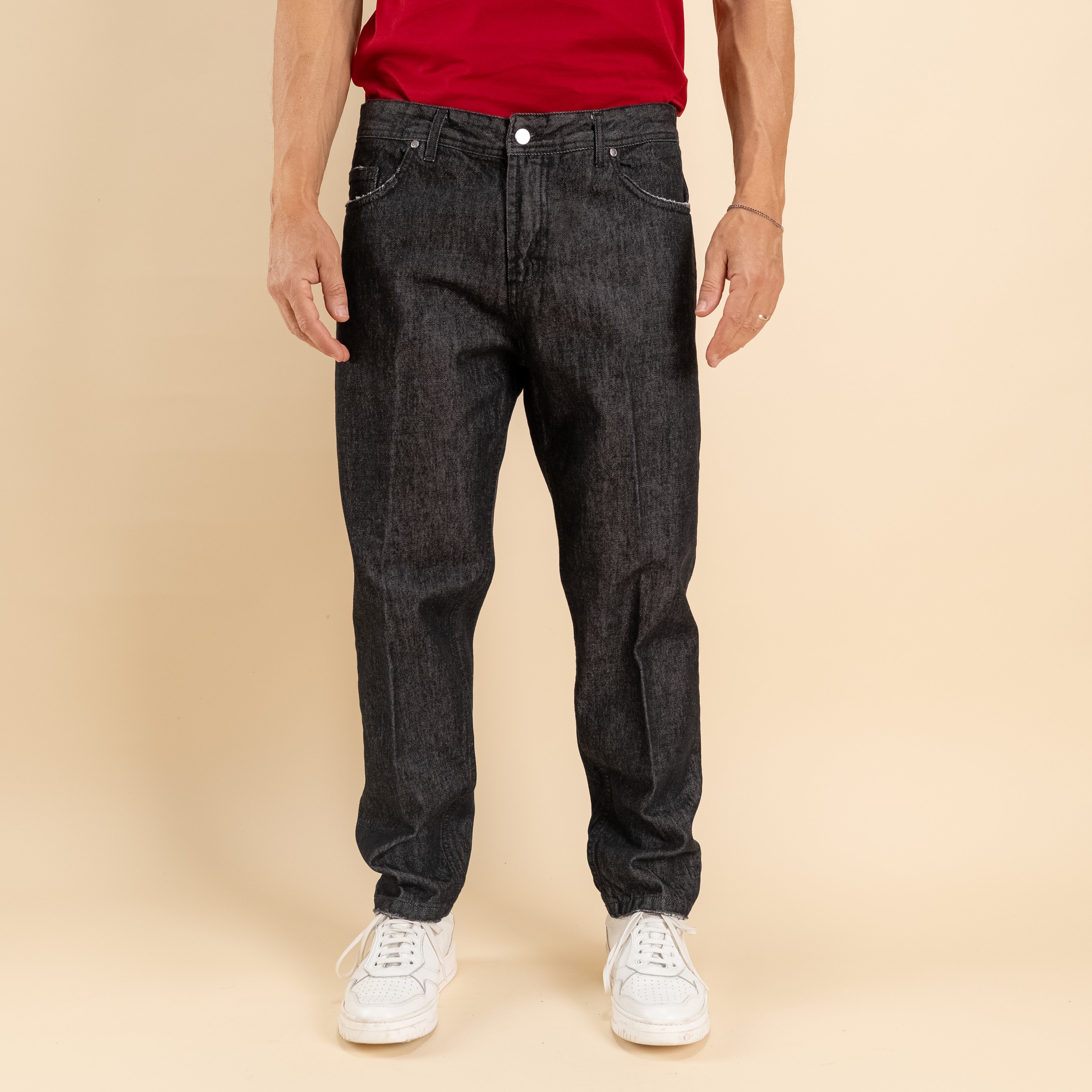 Jeans sartoriale raw cut - Nero