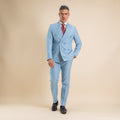 Double-breasted suit and trousers with slacks - Light blue