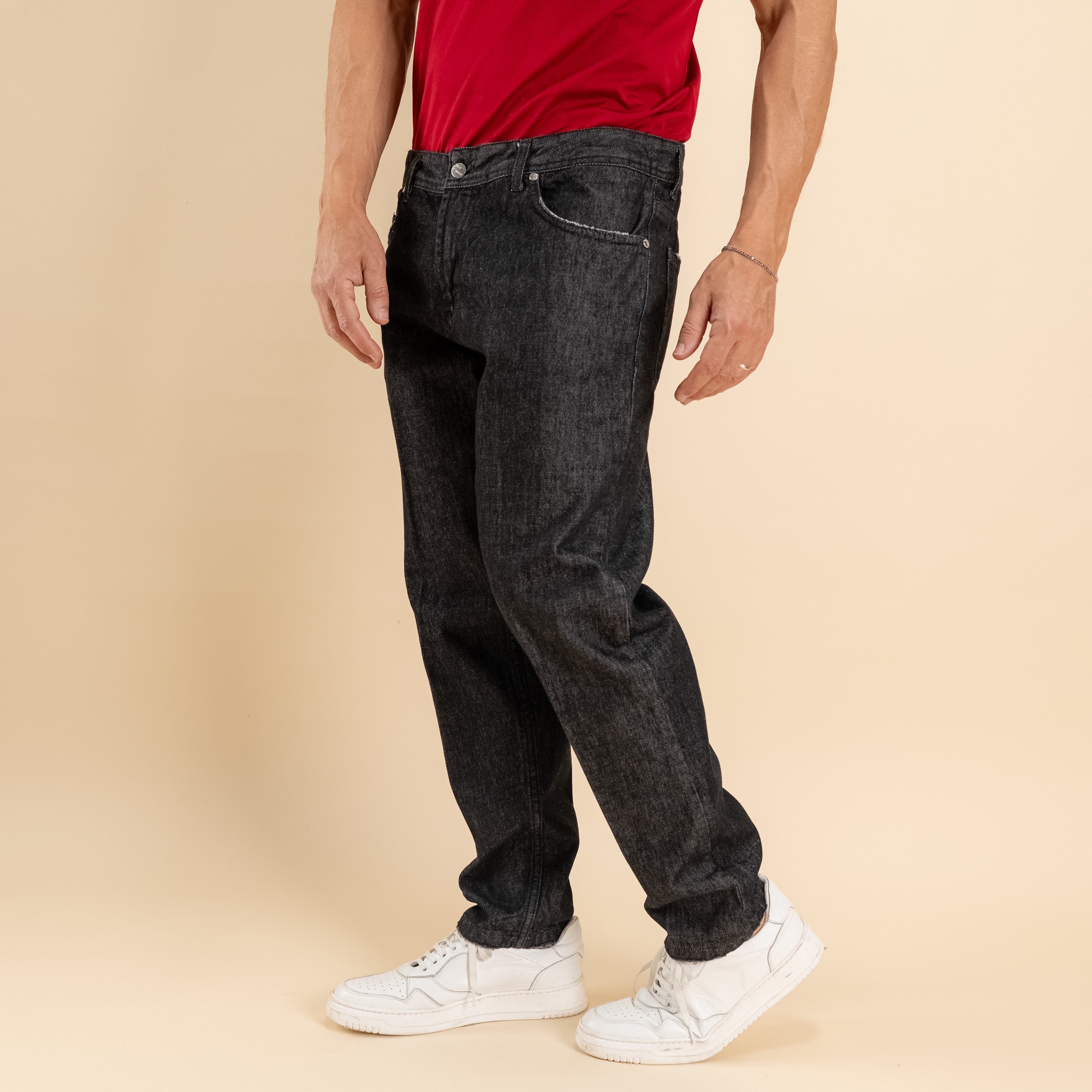 Jeans sartoriale raw cut - Nero