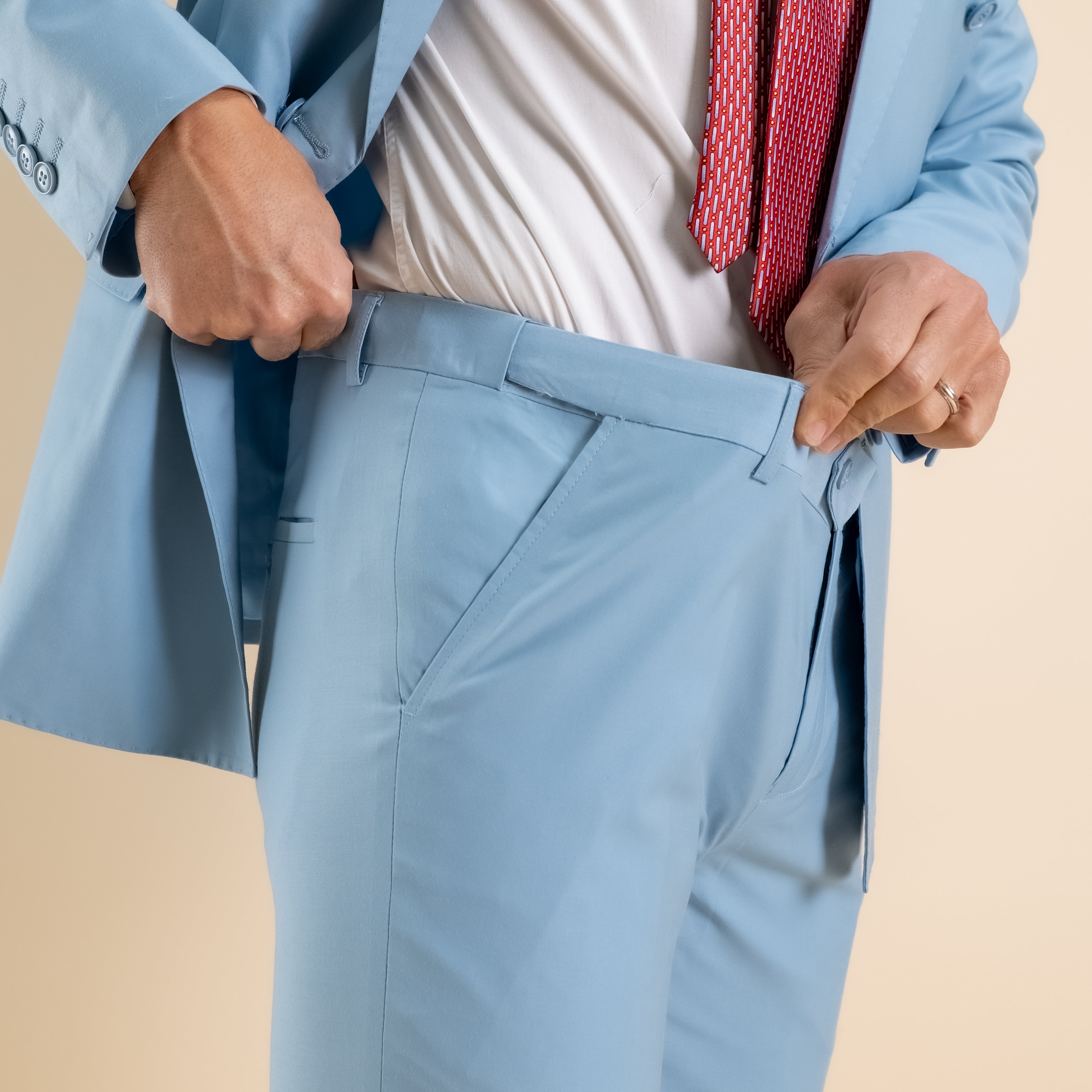Traje cruzado y pantalón con pantalón - Azul claro