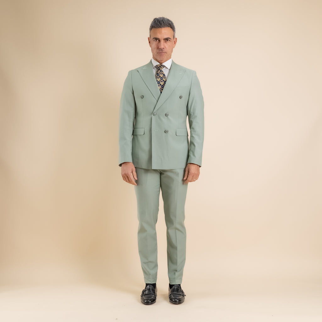 Traje cruzado y pantalón con cintura elástica - Sage