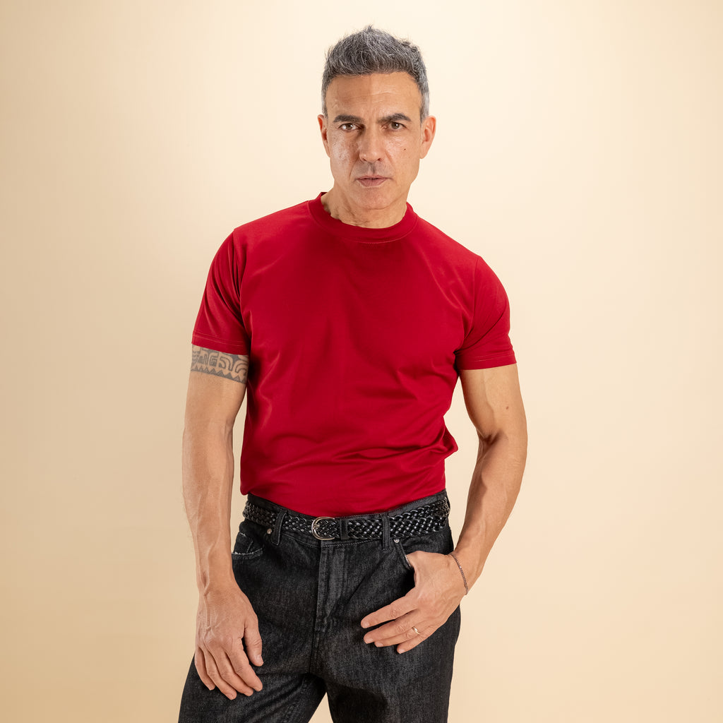 T-shirt in Filo di Scozia - Rosso