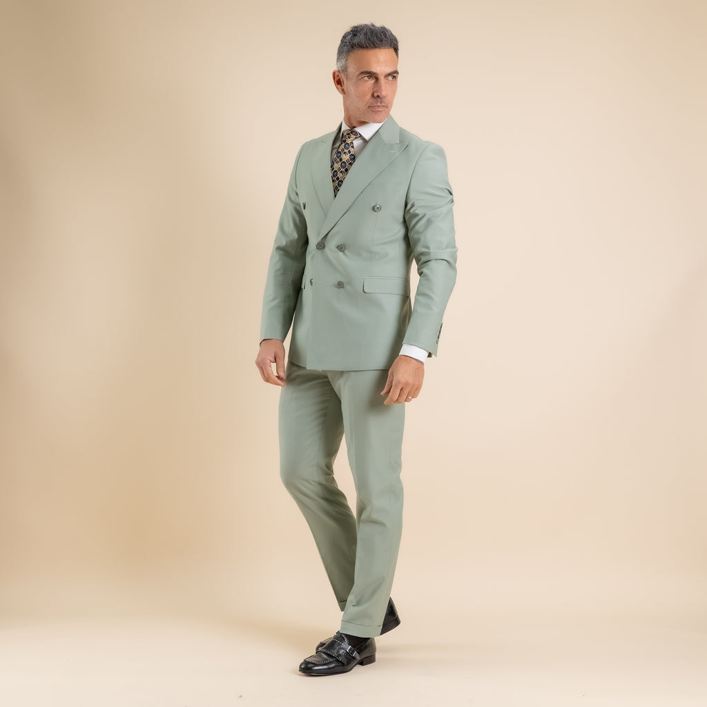 Traje cruzado y pantalón con cintura elástica - Sage