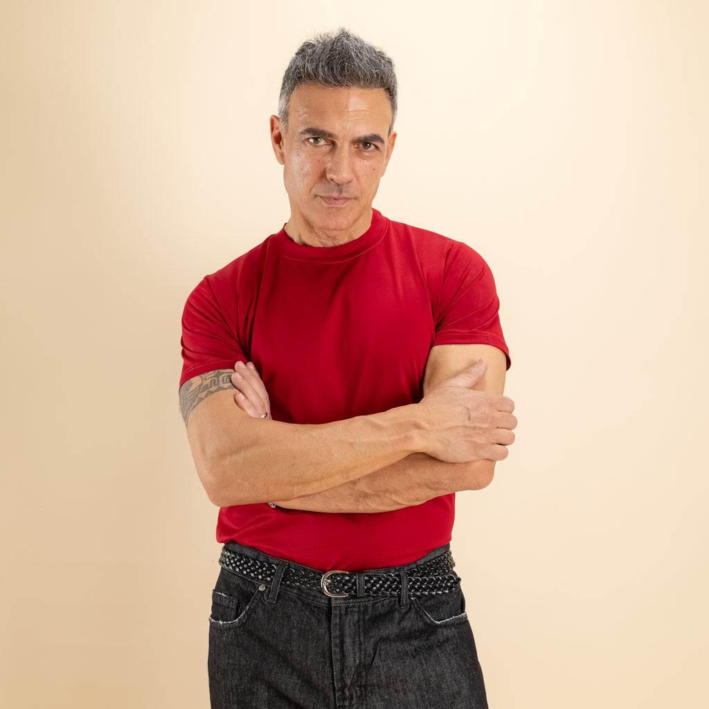 T-shirt in Filo di Scozia - Rosso