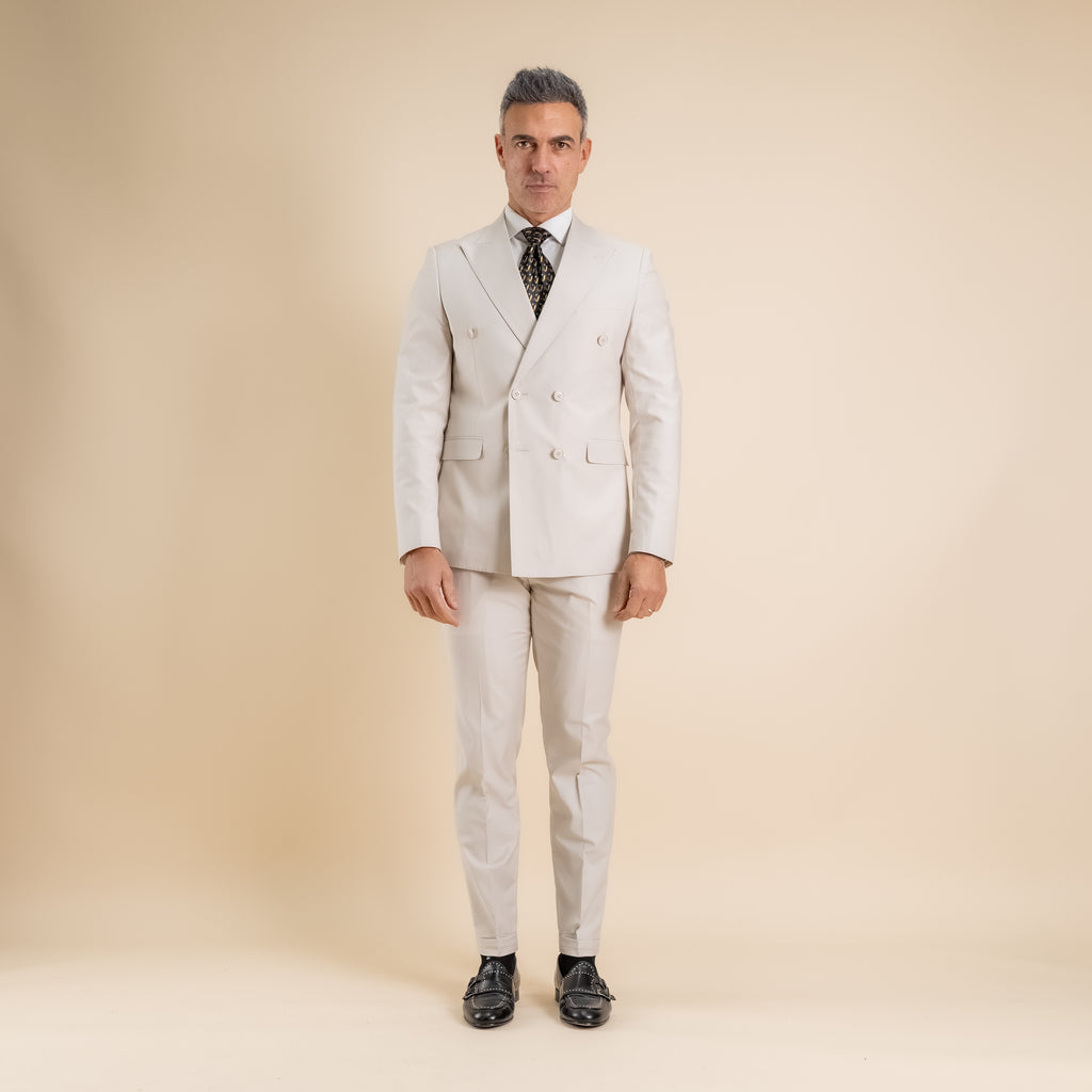 Traje cruzado y pantalón con pantalón - Marfil