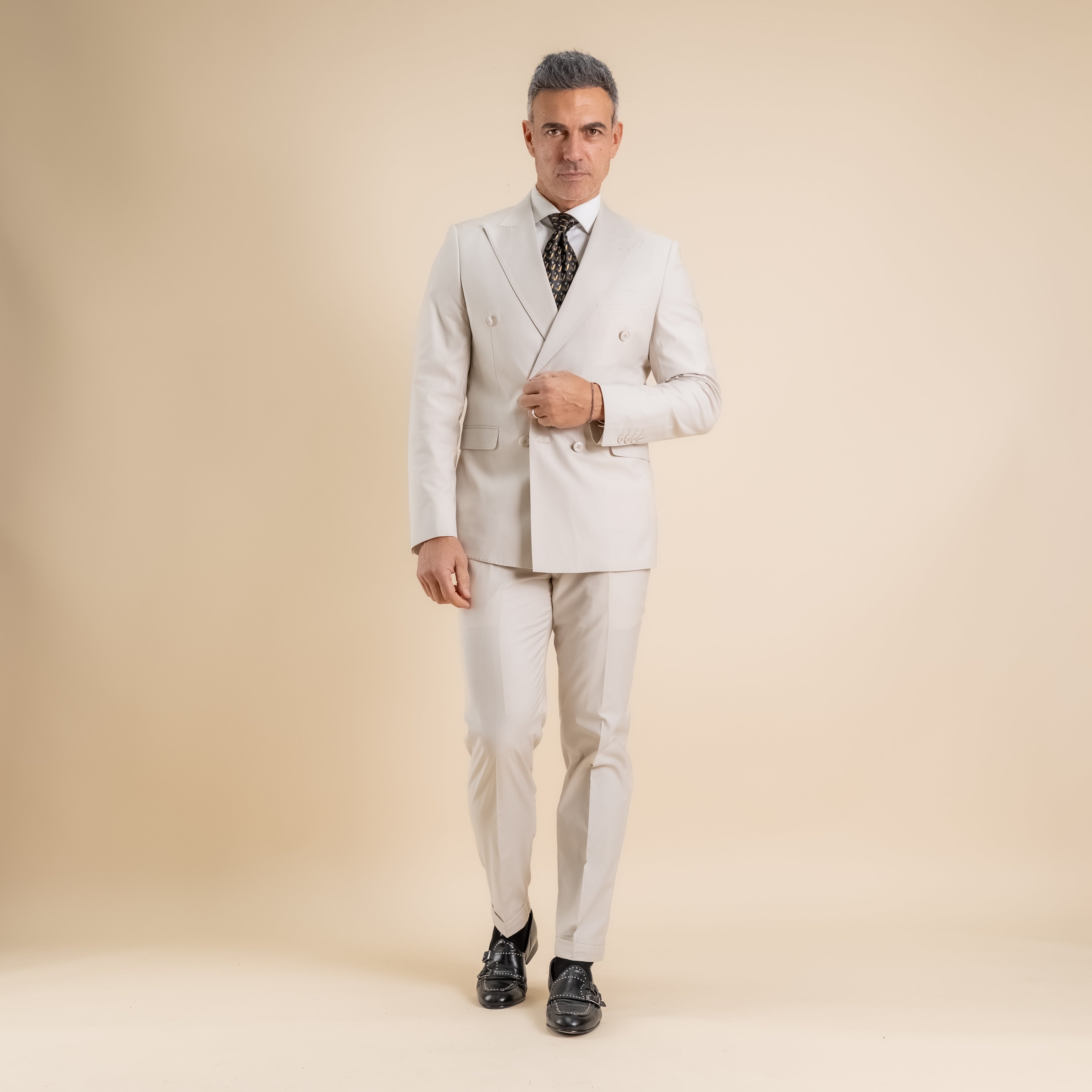 Traje cruzado y pantalón con pantalón - Marfil