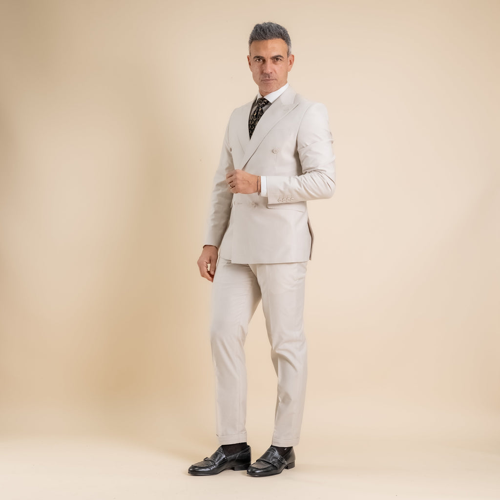 Traje cruzado y pantalón con pantalón - Marfil