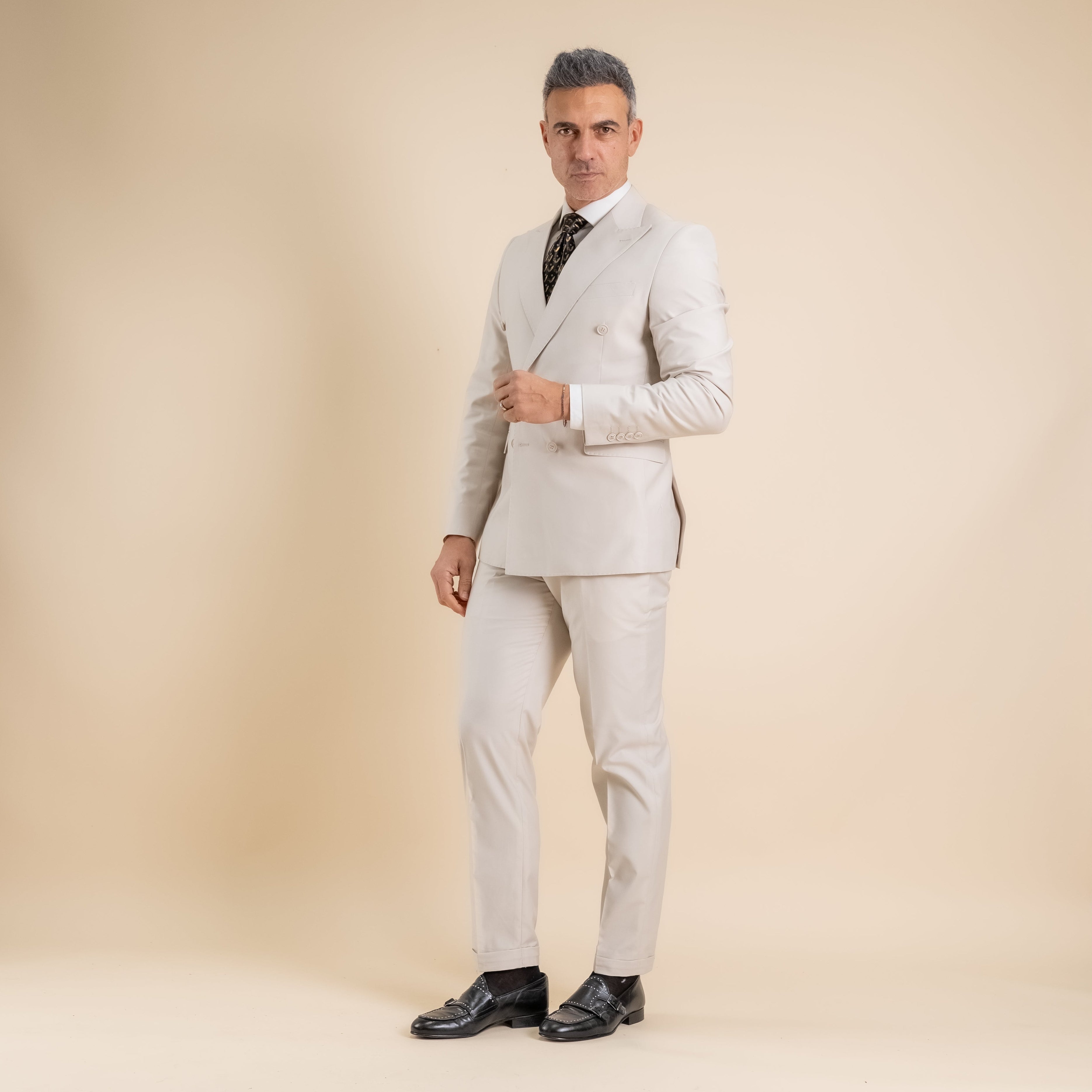 Traje cruzado y pantalón con pantalón - Marfil