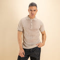 Polo traforata con bottoni a contrasto - Beige