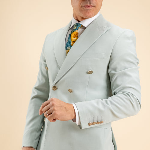 Traje cruzado con botones dorados - Menta