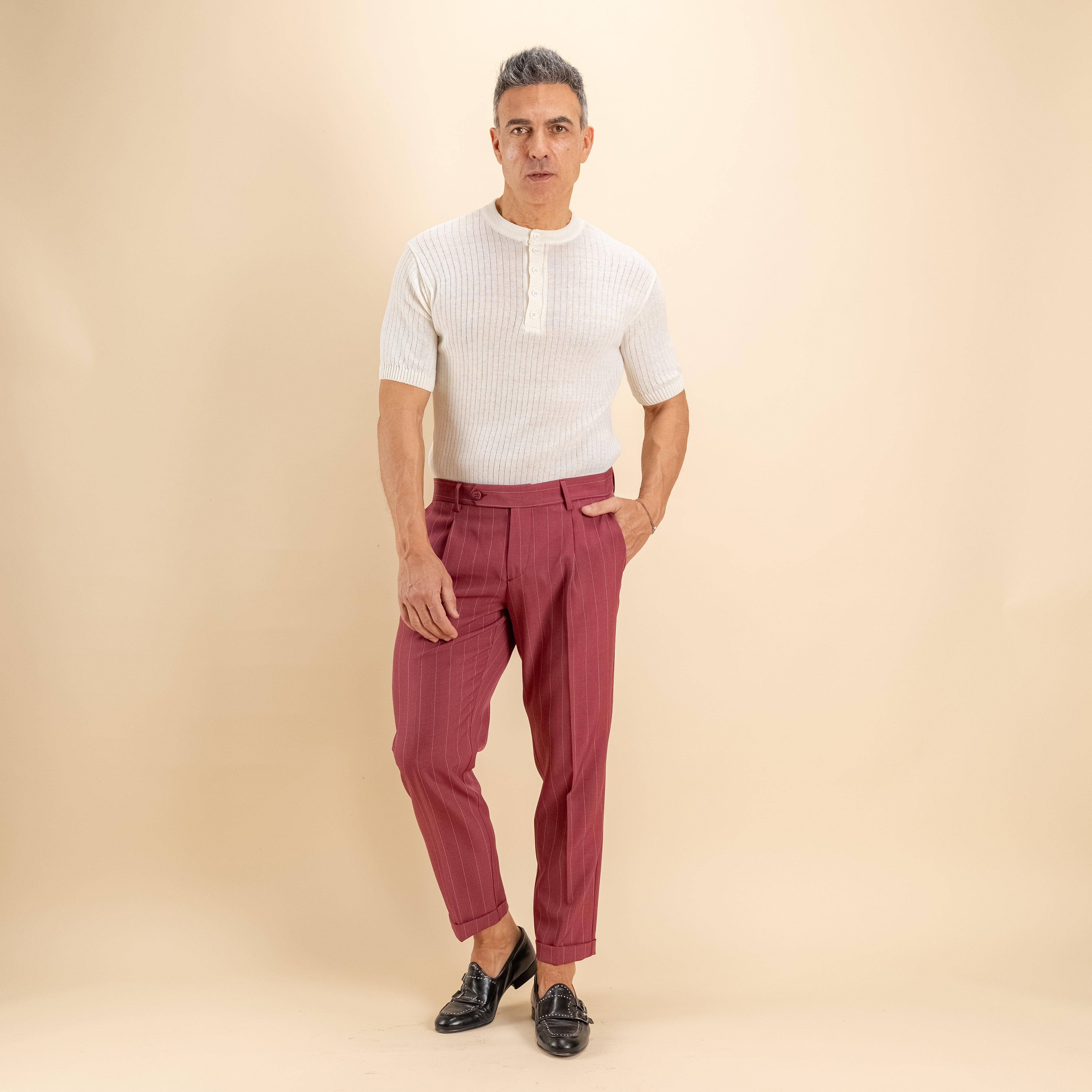 T-shirt serafino traforata - Crema