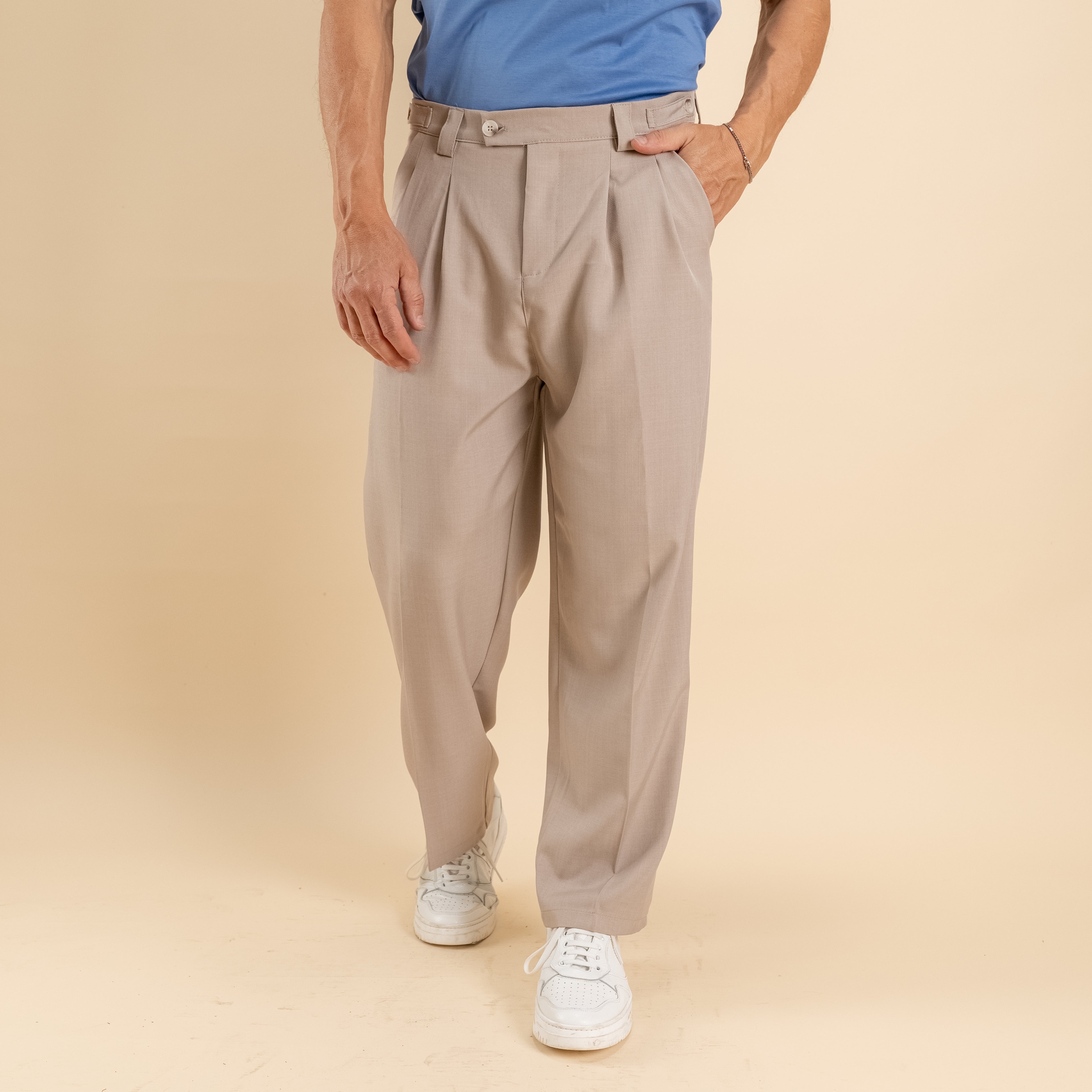 Pantalone balloon vita alta - Sabbia