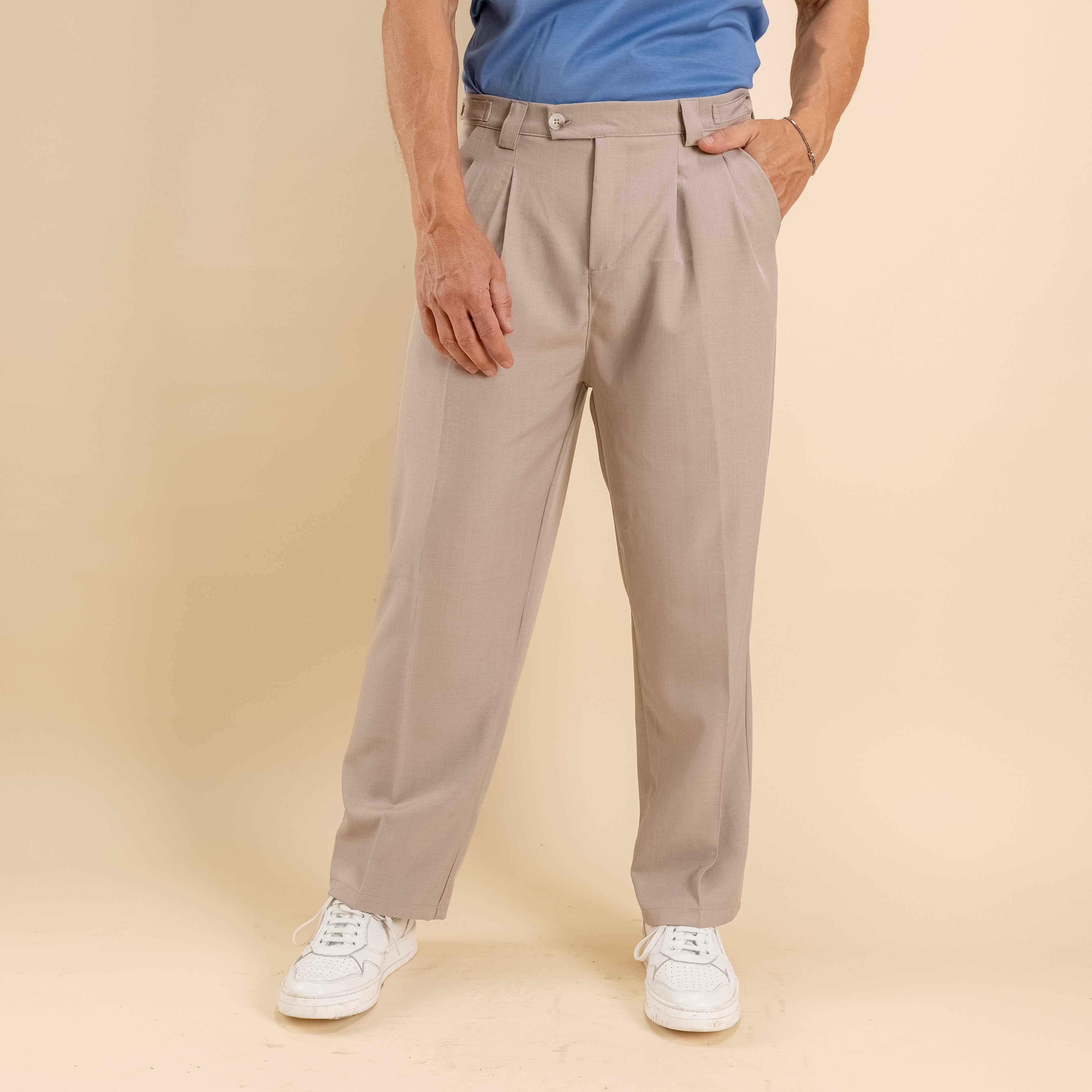 Pantalone balloon vita alta - Sabbia