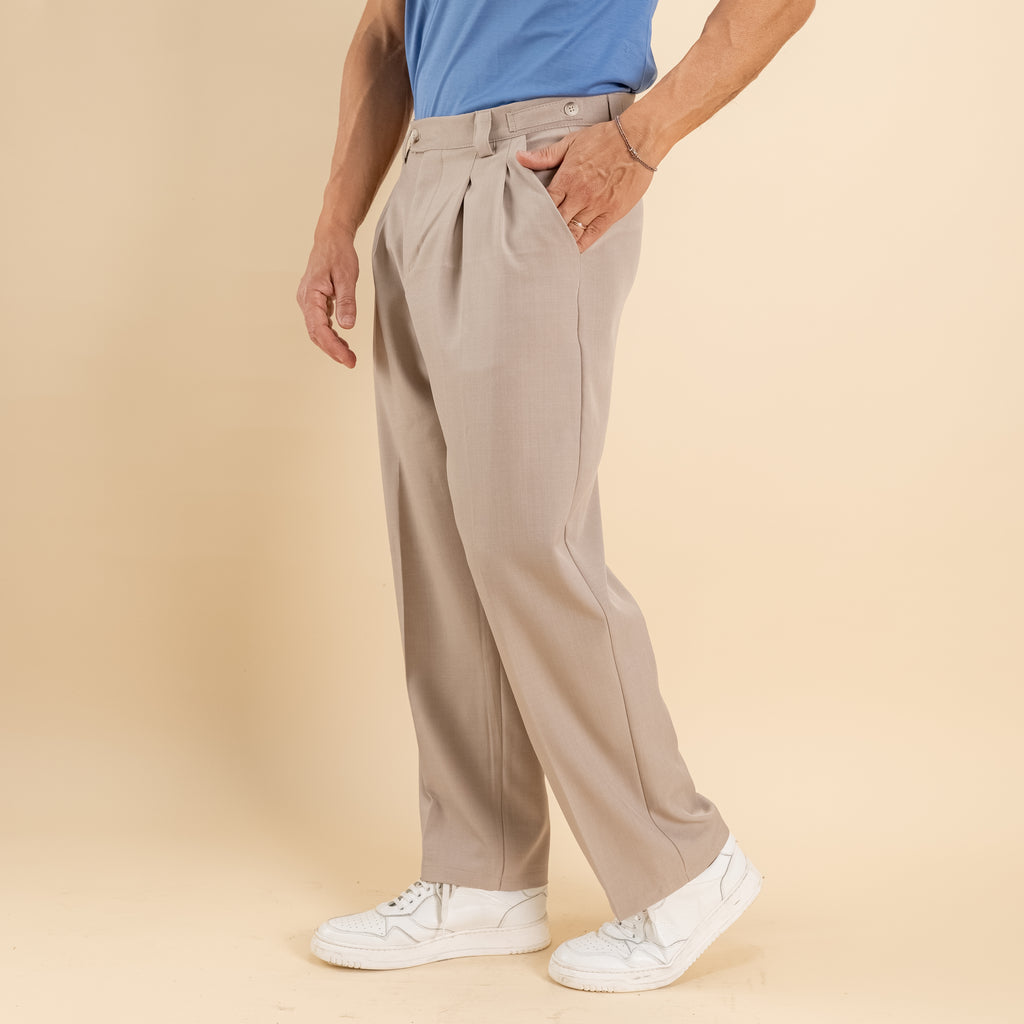 Pantalone balloon vita alta - Sabbia