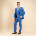 Abito monopetto bottoni oro con panciotto - Blu Royal